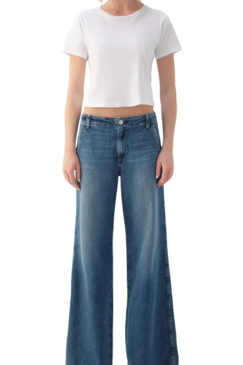 Amo Denim Edith Wide Leg Trouser in^ Denim