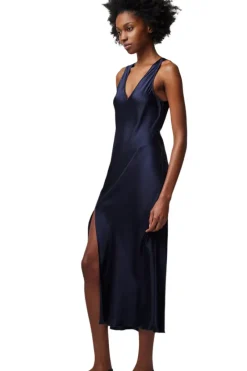 ATM AnthonyThomas Melillo ATM Silk Charmeuse Slit Detail Bias Midi Dress in^ Dresses & Jumpsuits