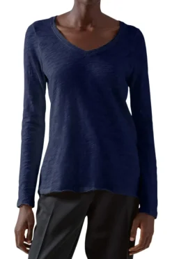 ATM AnthonyThomas Melillo ATM Slub Jersey Long Sleeve V-Neck Tee in^ Tops