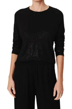 ATM AnthonyThomas Melillo ATM Slub Jersey Long Sleeve in Black - Black Foil^ Tops