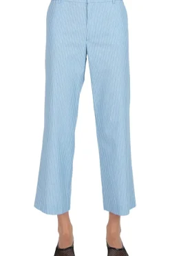 ATM AnthonyThomas Melillo ATM Superfine Twill Stripe Boyfriend Pants in Summer Sky - White^ Pants, Shorts, & Skirts