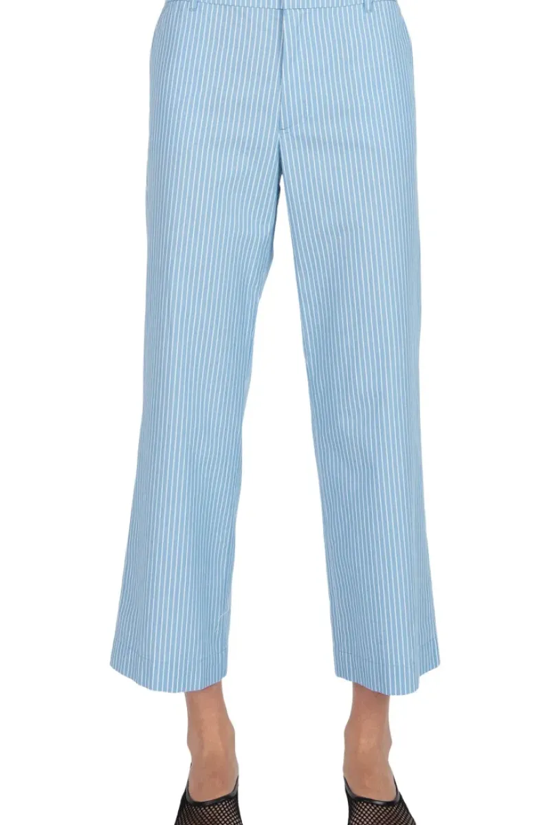 ATM AnthonyThomas Melillo ATM Superfine Twill Stripe Boyfriend Pants in Summer Sky - White^ Pants, Shorts, & Skirts