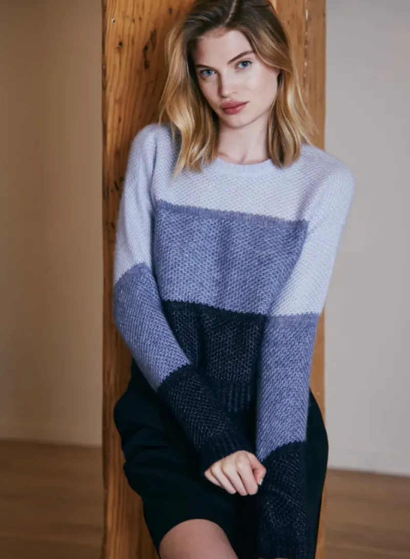 AUTUMN CASHMERE Color Block Honeycomb Crew^ Sweaters