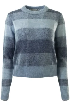 AUTUMN CASHMERE Plaited Panel Rib Crew in Chambray Denim Combo^ Sweaters
