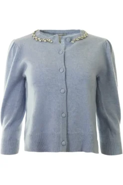 AUTUMN CASHMERE Rhinestone Trimmed Puff Sleeve Cardigan^ Sweaters