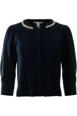 AUTUMN CASHMERE Rhinestone Trimmed Puff Sleeve Cardigan^ Sweaters