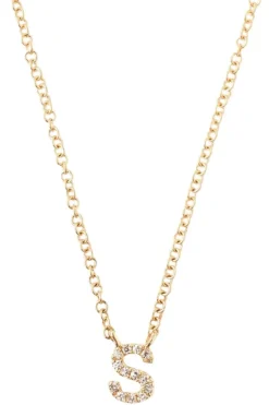 Chan Luu Inc. Chan Luu 14k Gold and White Diamond Initial Necklace^ Necklaces