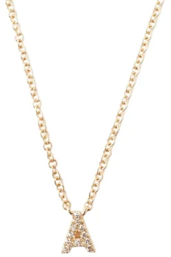 Chan Luu Inc. Chan Luu 14k Gold and White Diamond Initial Necklace^ Necklaces