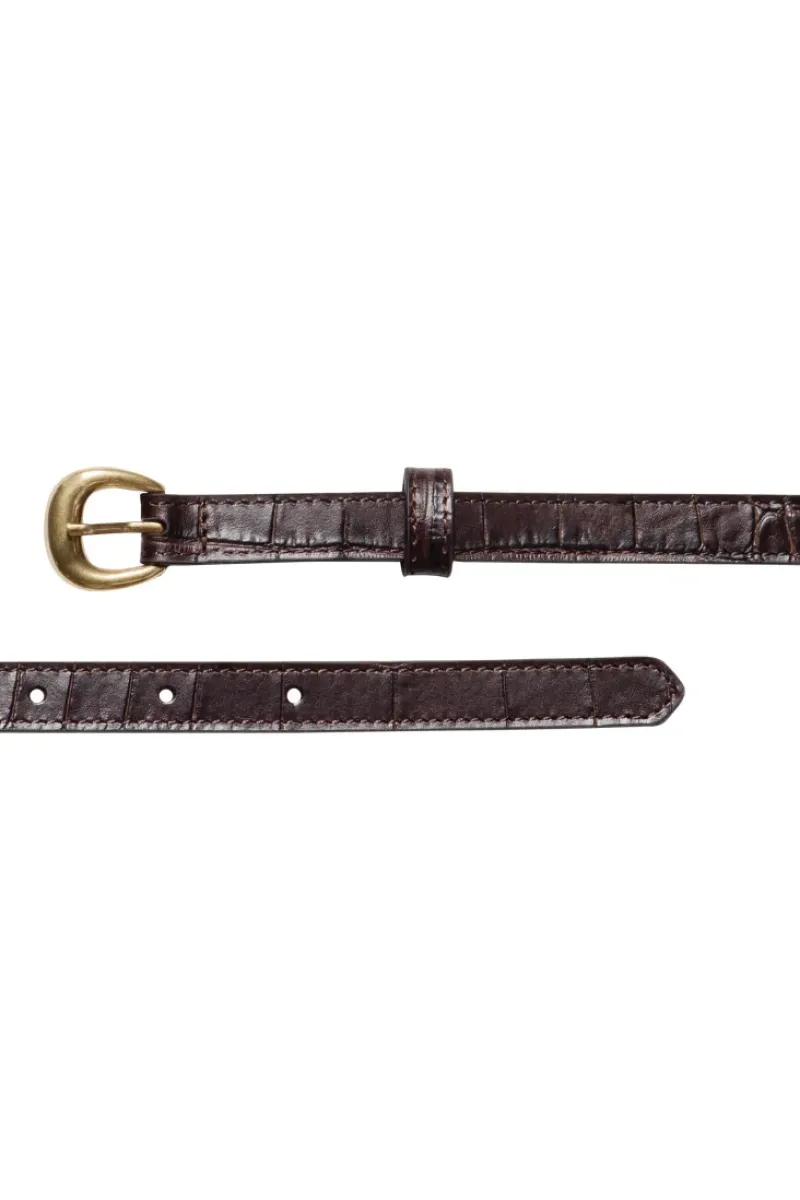 Frame Denim Petite Timeless Belt in Dark Chocolate w/ Gold Hardware^ Belts
