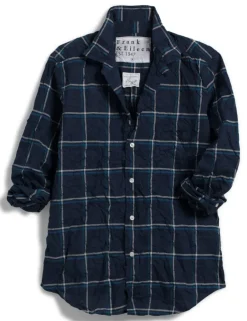 Frank & Eileen Barry Tailored Button Up in Navy, Jade Plaid^ Tops