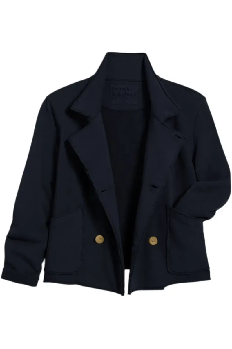 Frank & Eileen Cropped Sweatshirt Peacoat in British Navy^ Blazers & Outerwear