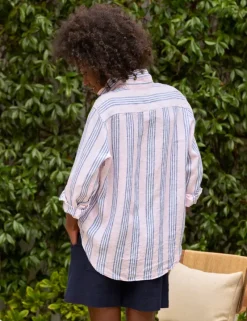 Frank & Eileen Eileen Relaxed Button Up in Blue, Pink Multi Stripe^ Tops