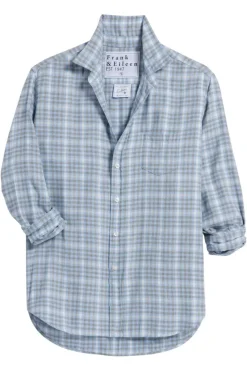 Frank & Eileen Eileen Relaxed Button Up Shirt in Cream, Gray, Blue Check^ Tops