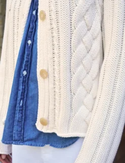 Frank & Eileen Mini Cotswolds Cropped Cable Knit Cardigan in^ Sweaters