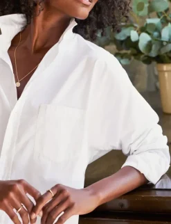 Frank & Eileen Oona Continuous Sleeve Button-Up Shirt in White^ Tops