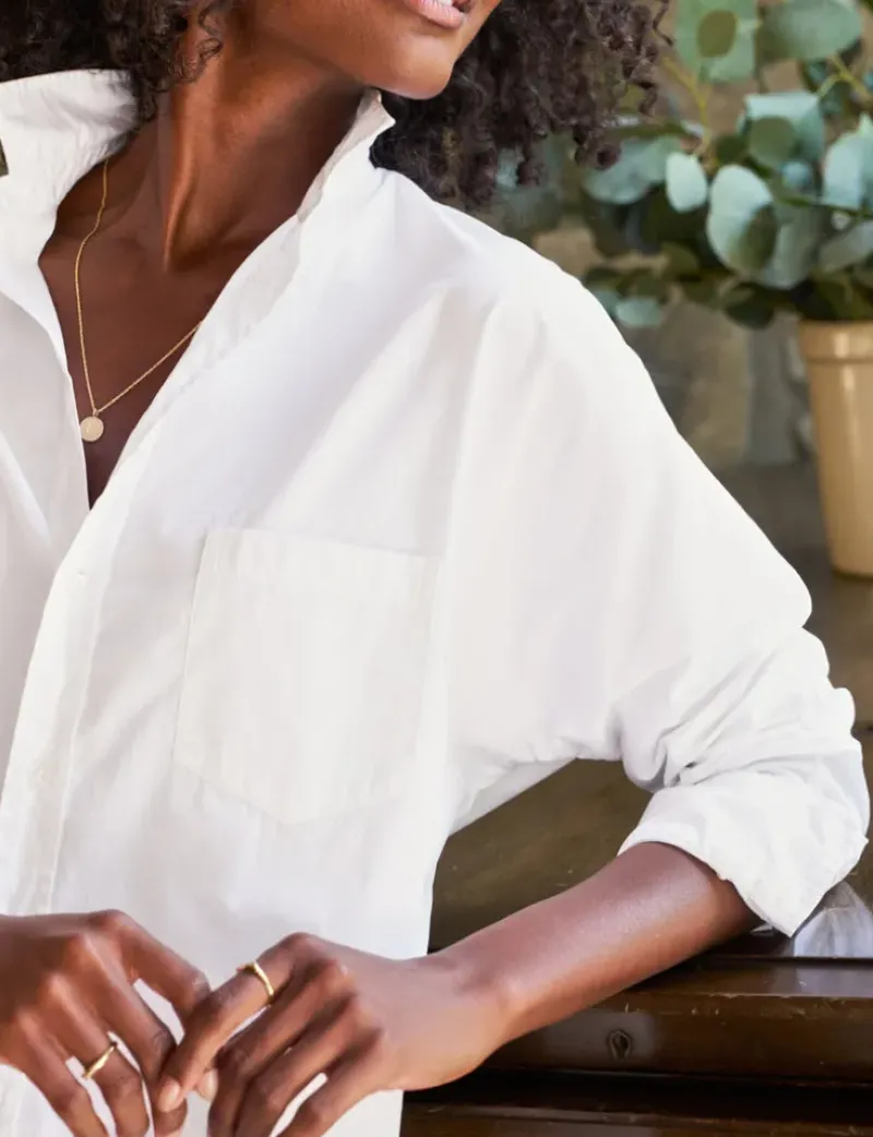 Frank & Eileen Oona Continuous Sleeve Button-Up Shirt in White^ Tops