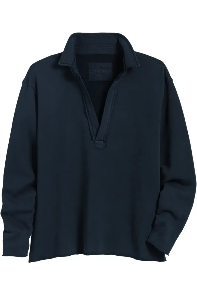 Frank & Eileen Patrick Popover Henley in British Navy^ Tops