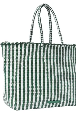 Loeffler Randall Klara Check Woven Tote in Emerald White^ Bags