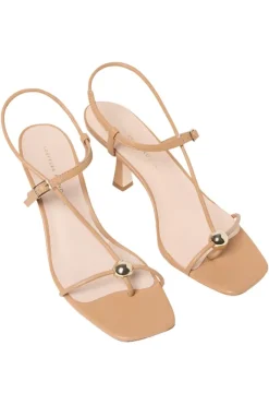 Loeffler Randall Triana Leather Mid-Heel Sandal in Dune^ Shoes
