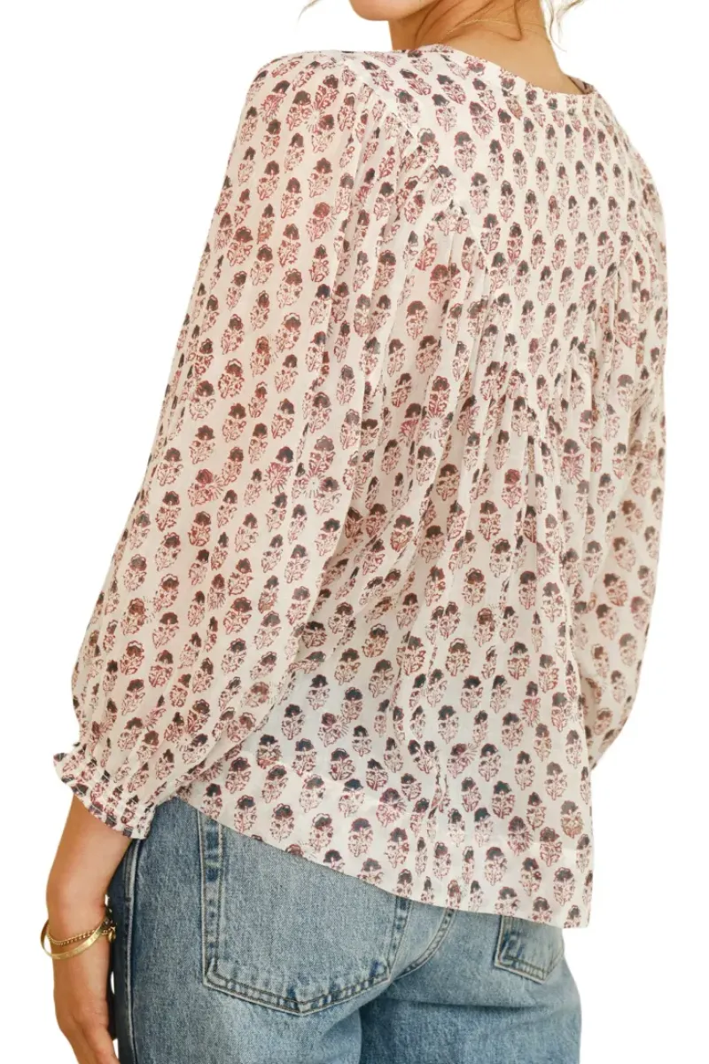 M.A.B.E. Kiki Printed Long Sleeve Top in^ Tops