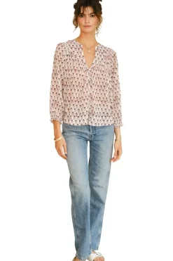 M.A.B.E. Kiki Printed Long Sleeve Top in^ Tops