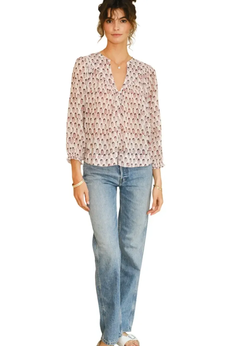 M.A.B.E. Kiki Printed Long Sleeve Top in^ Tops