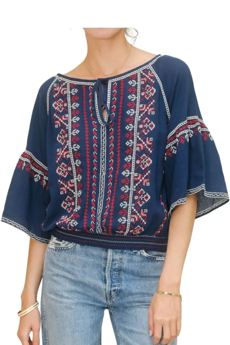 M.A.B.E. Lena Embroidered Top in^ Tops