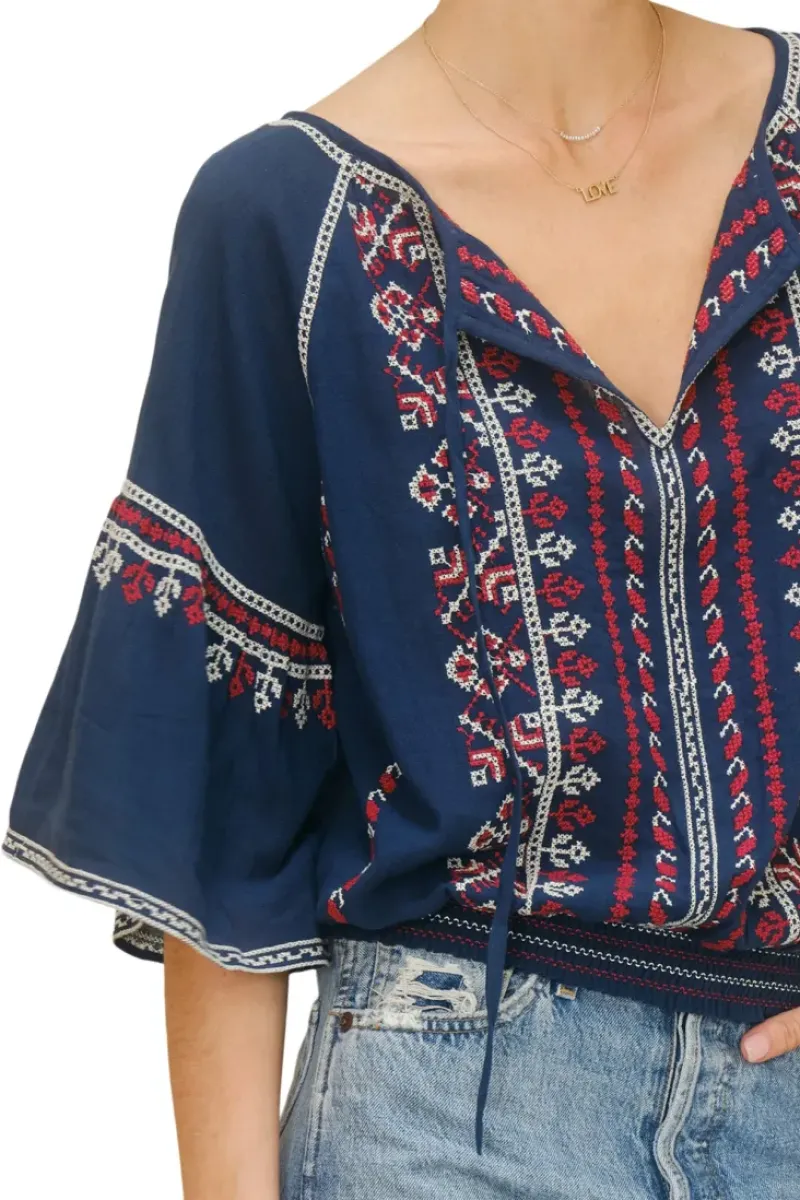 M.A.B.E. Lena Embroidered Top in^ Tops