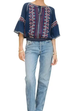M.A.B.E. Lena Embroidered Top in^ Tops