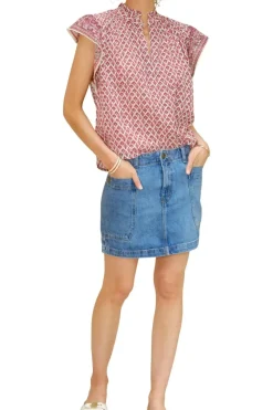 M.A.B.E. Viti Short Sleeve Top in^ Tops