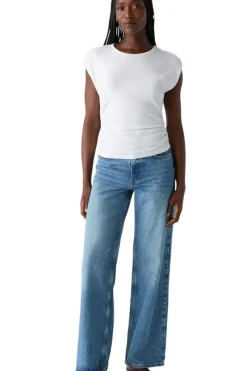 MICHAEL STARS Joni Power Shoulder Tee in White^ Tops