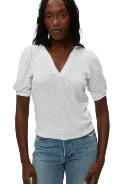 MICHAEL STARS Quinn Puff Sleeve Ribbed Top in^ Tops