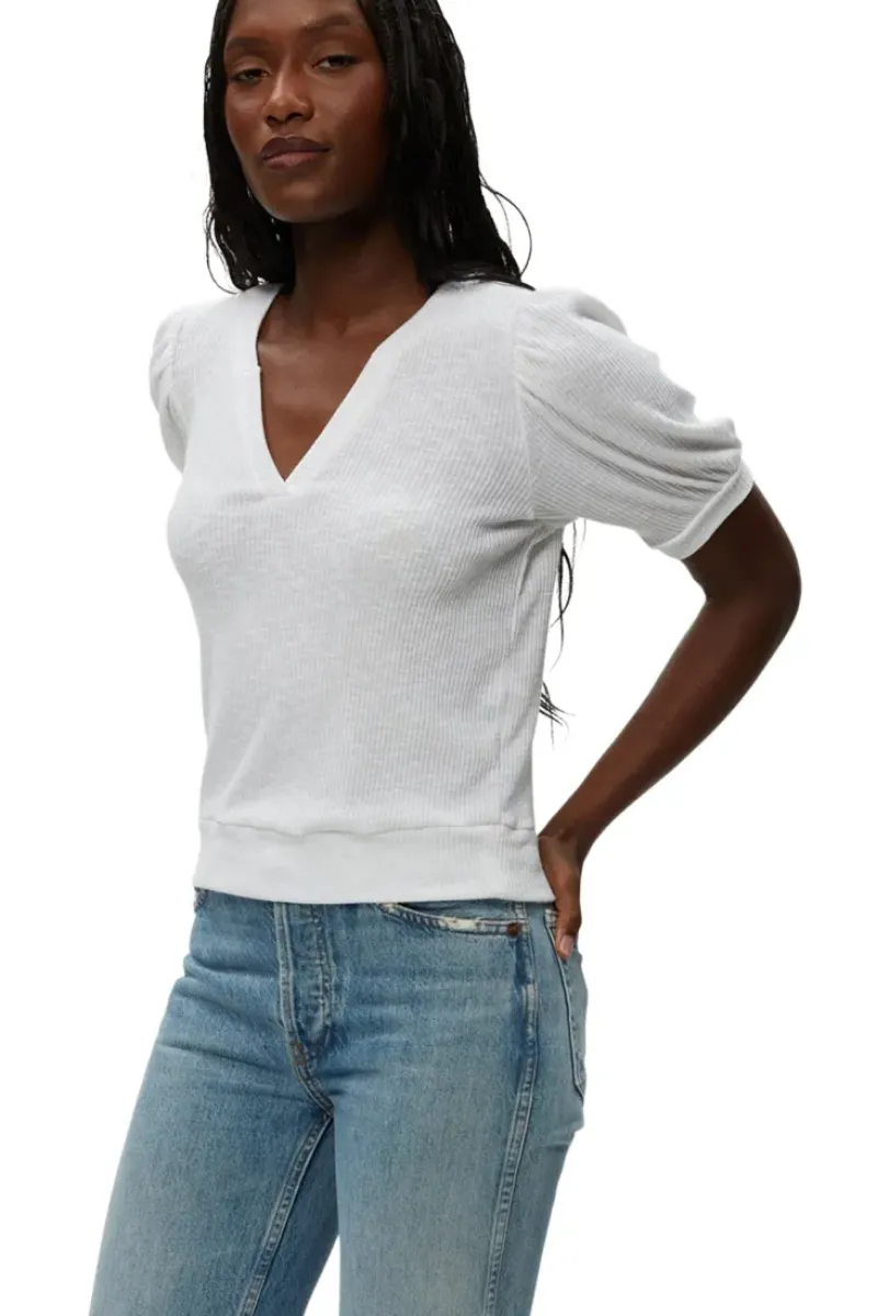 MICHAEL STARS Quinn Puff Sleeve Ribbed Top in^ Tops