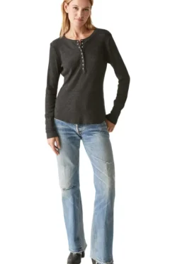 MICHAEL STARS Regan Henley Tee in White^ Tops