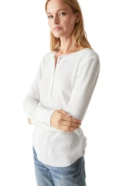 MICHAEL STARS Regan Henley Tee in White^ Tops