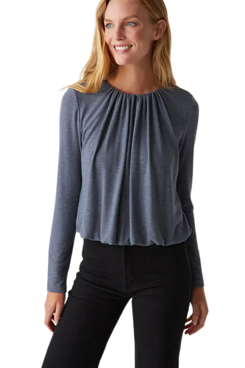 MICHAEL STARS Sona Long Sleeve Top in Heather Nocturnal^ Tops