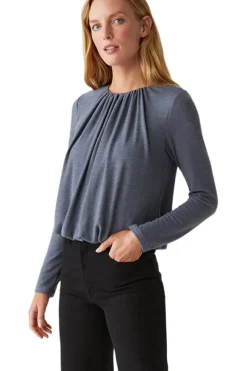 MICHAEL STARS Sona Long Sleeve Top in Heather Nocturnal^ Tops