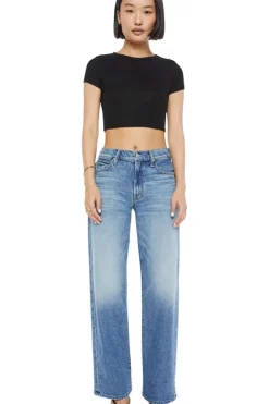 Mother Denim Lil' Mid-Rise Tunnel Vision Sneak Jeans in^ Denim