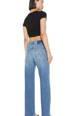 Mother Denim Lil' Mid-Rise Tunnel Vision Sneak Jeans in^ Denim