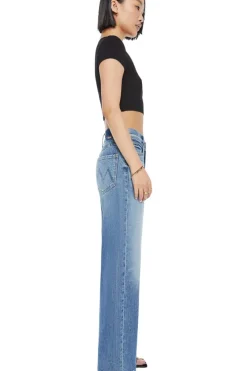 Mother Denim Lil' Mid-Rise Tunnel Vision Sneak Jeans in^ Denim