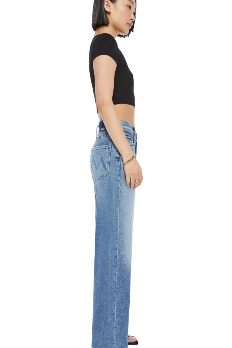 Mother Denim Lil' Mid-Rise Tunnel Vision Sneak Jeans in^ Denim
