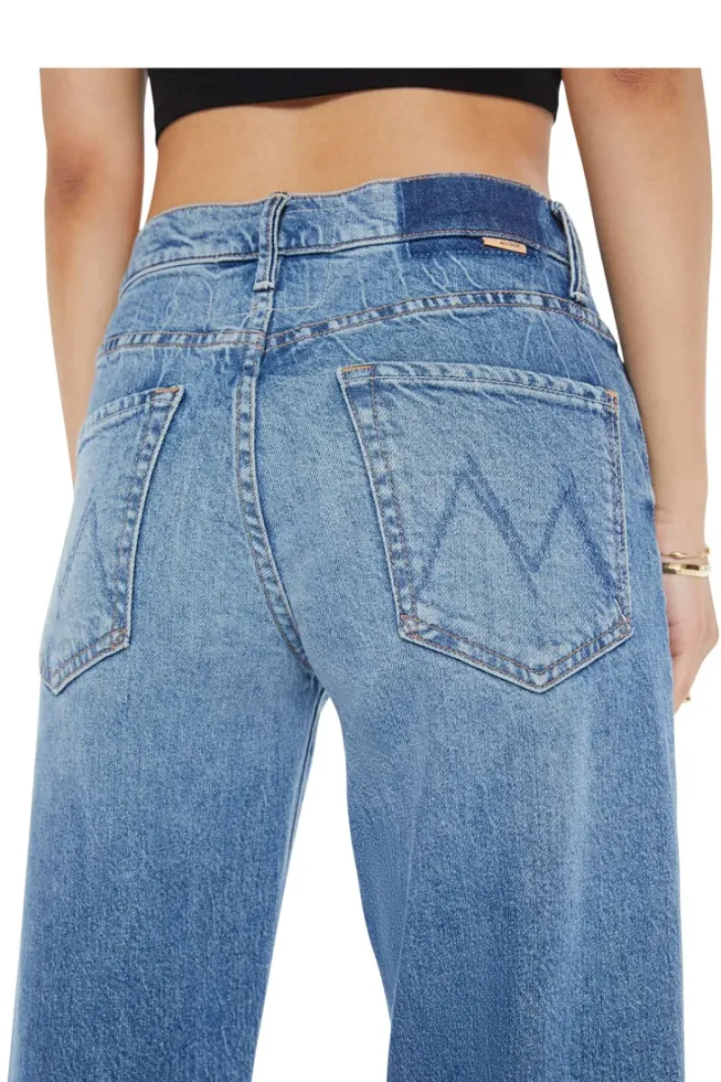 Mother Denim Lil' Mid-Rise Tunnel Vision Sneak Jeans in^ Denim