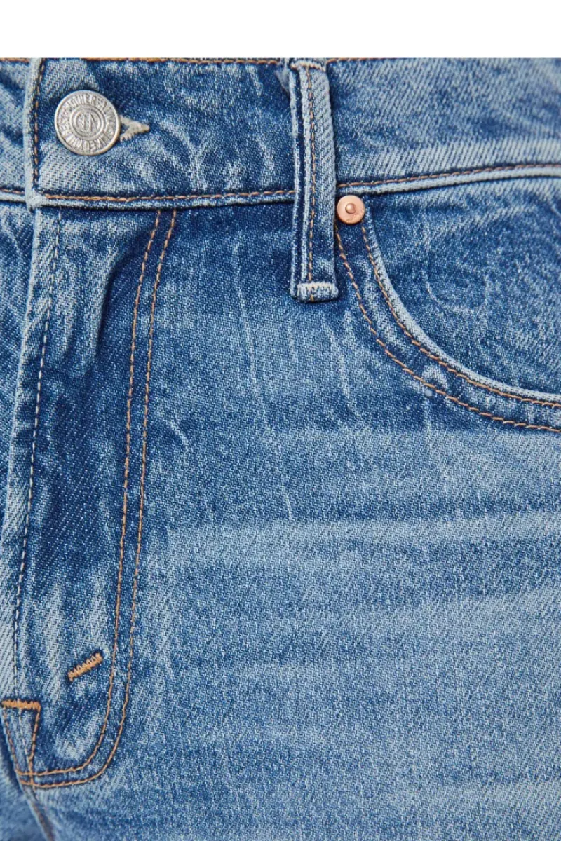 Mother Denim Lil' Mid-Rise Tunnel Vision Sneak Jeans in^ Denim