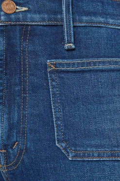 Mother Denim Lil Patch Pocket Rambler Zip in ng^ Denim