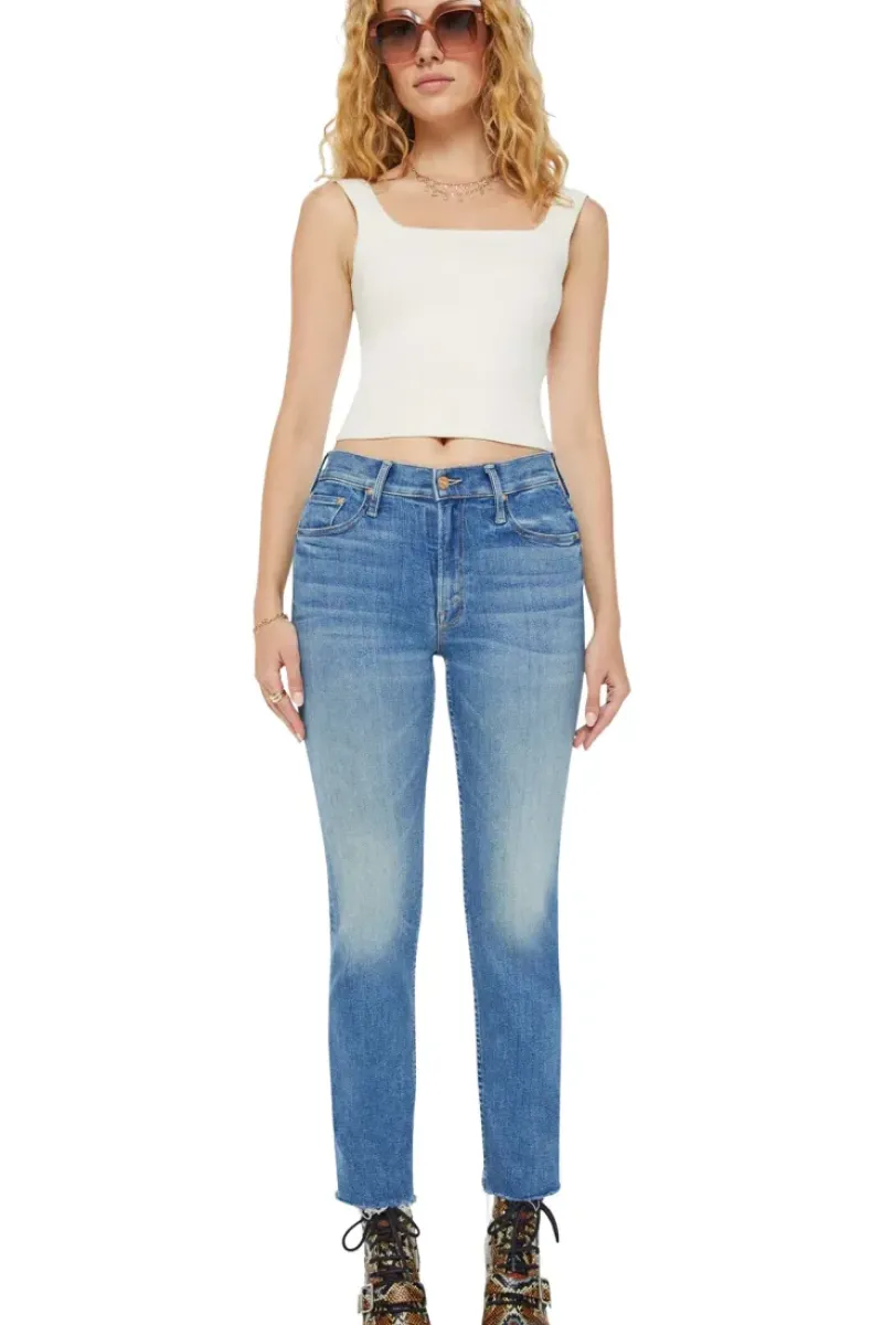Mother Denim Mid Rise Rider Flood in^ Denim