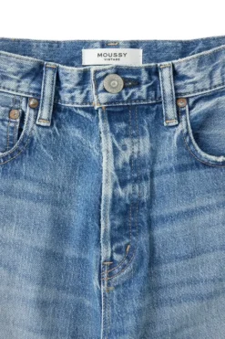 Moussy Denim Mabel Wide Straight Cropped Jeans in^ Denim