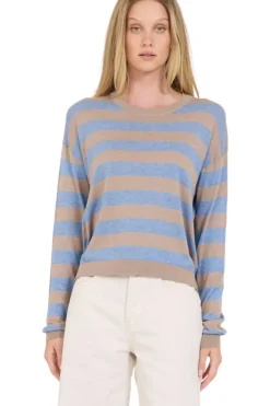 One Grey Day Sloane Cotton Striped Boxy Pullover in^ Sweaters
