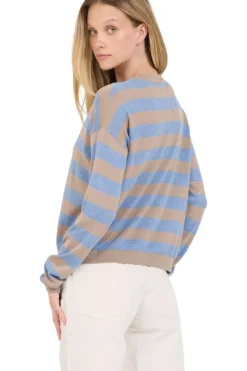 One Grey Day Sloane Cotton Striped Boxy Pullover in^ Sweaters