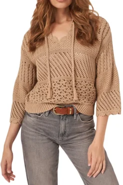 REPEAT Cashmere Ajour Cotton Sweater with Crochet Details in^ Sweaters