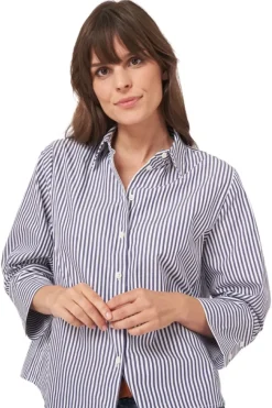 REPEAT Cashmere Cotton Blouse with Stripes in^ Tops